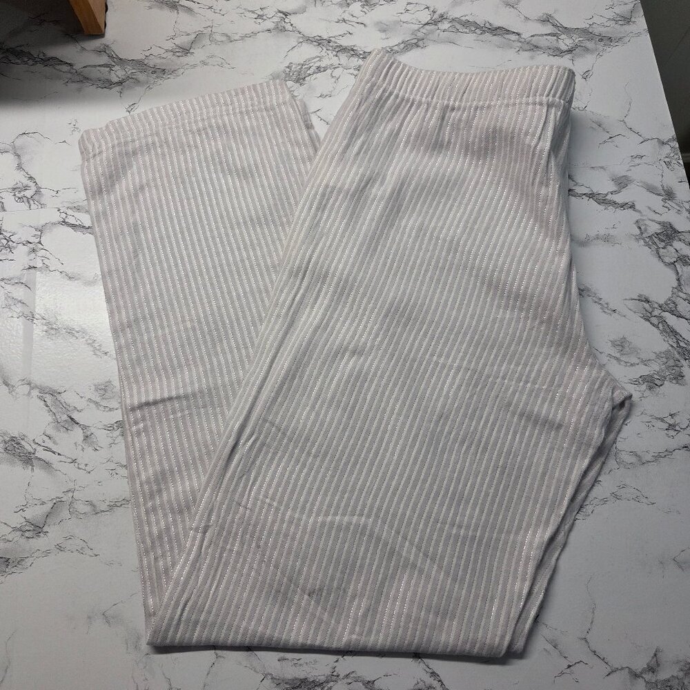 Gapbody Large Light Gray Metallic Drawstring Lightweight Cotton Lounge Pants - Picture 1 of 10